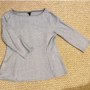 Ann Taylor Herringbone Peplum Top, Grey, size Large